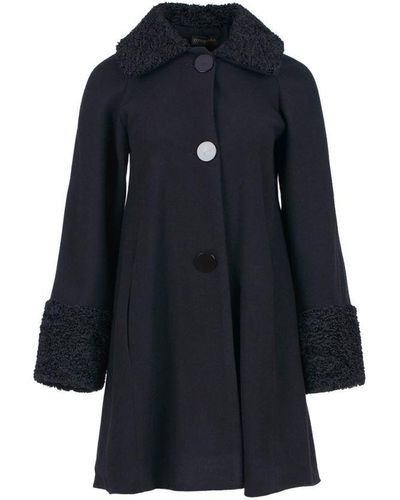 Conquista Wool Button Coat With Cuff And Collar Detail - Blue
