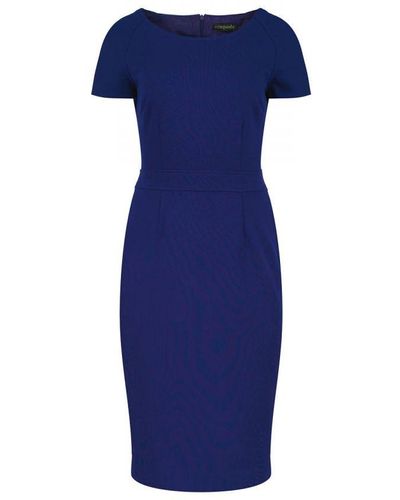 Conquista Fitted Electric Cap Sleeve Dress Punto - Blue