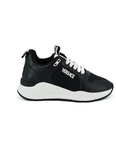 Versace Black And White Calf Leather Trainers