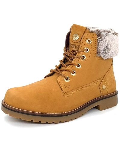Wrangler Alaska Warm Fleece Leather Tan Lace Up Boots - Brown