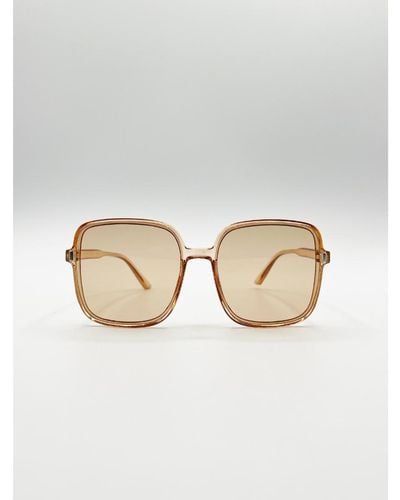 SVNX Oversized Lightweight Square Frame Sunglasses - Brown