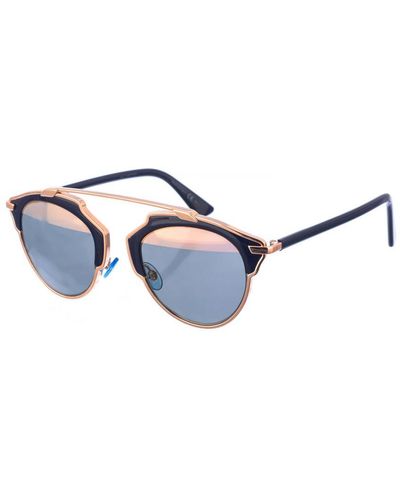 Dior Soreal Damen-sonnenbrille Mit Runder Form Aus Metall - Blauw