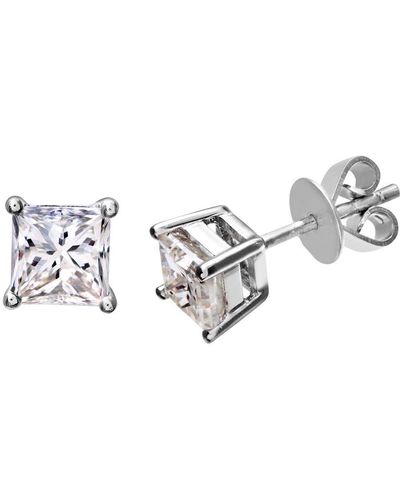 DIAMANT L'ÉTERNEL 18Ct 1 Carat J/I Certified Princess Cut Diamond Stud Earrings - Metallic