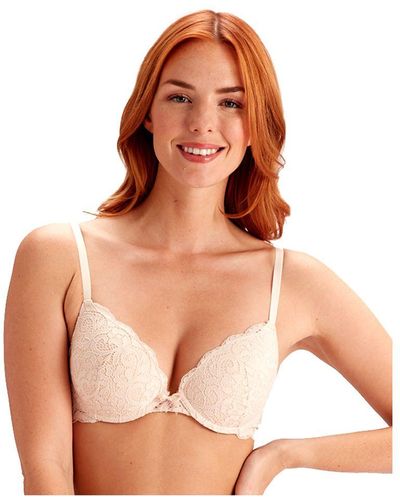 Pretty Polly Amy Lace Non-Push Up Plunge Bra - Brown