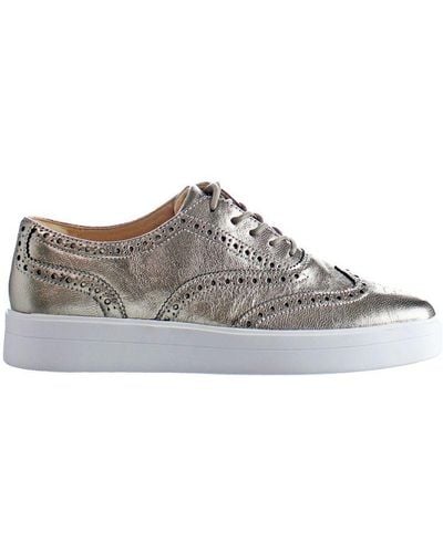 Clarks Hero Brogue Silver Shoes Leather - Grey