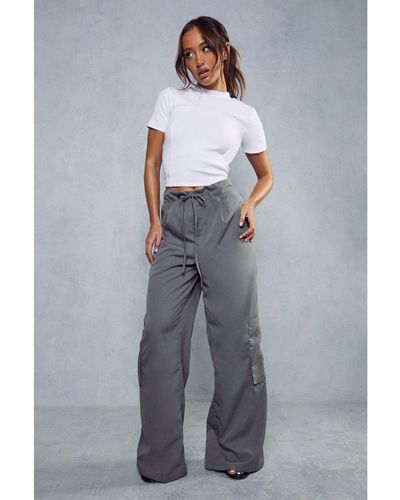MissPap Low Rise Cargo Trousers - Grey