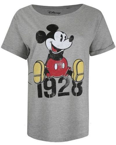 Disney Ladies Mickey Mouse Year Marl T-Shirt (Sports) - Grey