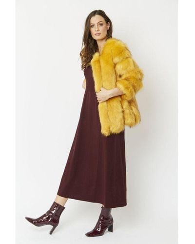 Jayley Faux Fur Ribbed Coat - Multicolour