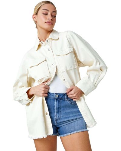 D.u.s.k Raw Hem Shirt Jacket - White