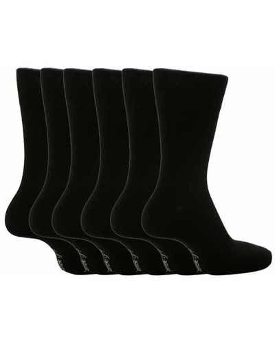 Gentle Grip 6 Pairs Non Elastic Socks - Black