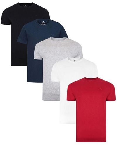Threadbare Multi Cotton Rich 5 Pack Assorted T Shirts - Red