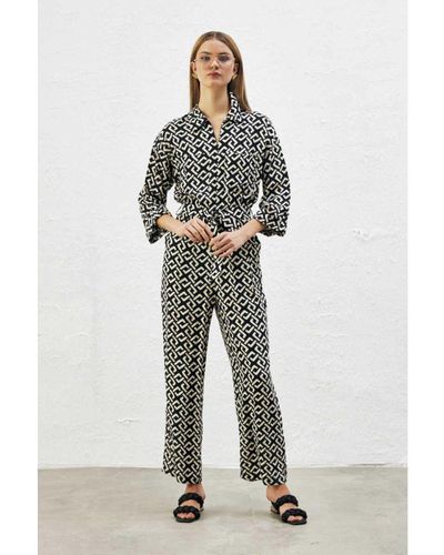 GUSTO Logo Patterned Jumpsuit - White