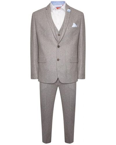 Harry Brown London Three Piece Slim Fit Wool Suit - Grey