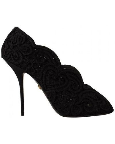 Dolce & Gabbana Cordonetto Ricamo Pump Open Toe Shoes - Black