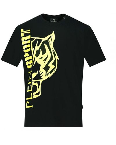Philipp Plein Geel Bold Split Logo Zwart T-shirt