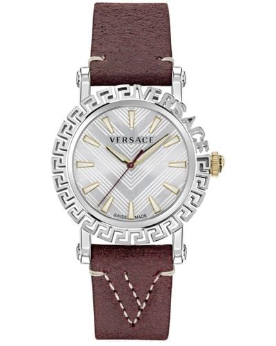 Versace Greca Glam Watch Ve6D00123 Leather (Archived) - Metallic