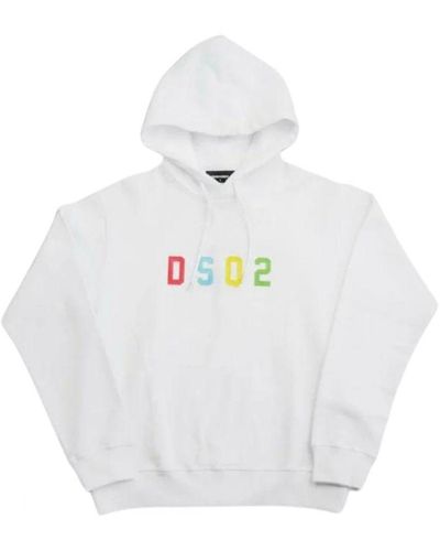 DSquared² Multicoloured Dsq2 Logo Hoodie - White