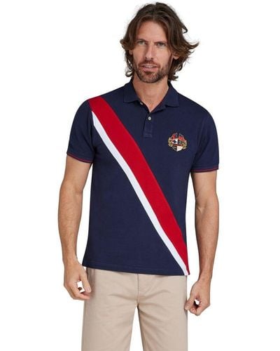 Raging Bull Diagonal Stripe Pique Polo - Blue