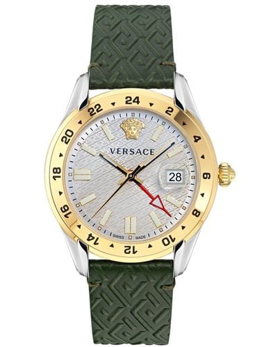 Versace Greca Time Gmt Watch Ve7C00223 Leather (Archived) - White