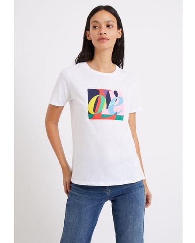 French Connection Vrouwen Love Graphic T-shirt Met Korte Mouwen - Wit