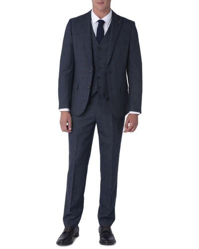 Harry Brown London Harry London Finley Check Slim Fit 100% Wool Suit - Blue