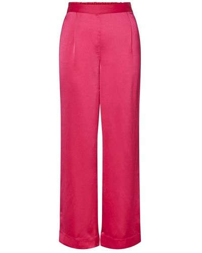 Y.A.S Satijn High Waist Wide Leg Pantalon Yaslilian Fuchsia - Roze