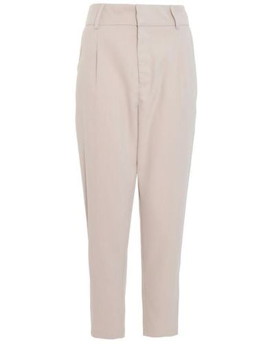Quiz Petite Stone High Waisted Tapered Trousers - White