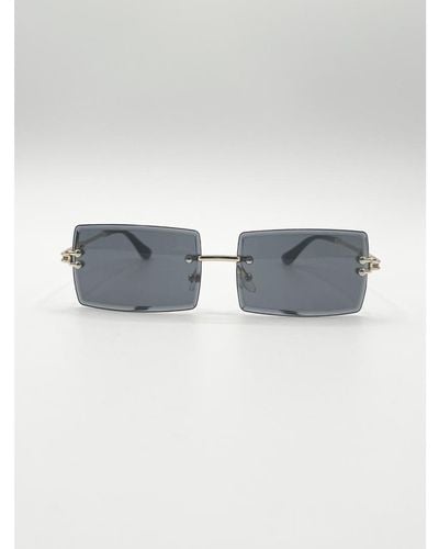 SVNX Frameless Square Sunglasses - Blue