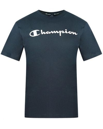 Champion Klassiek Marineblauw T-shirt Met Scriptlogo