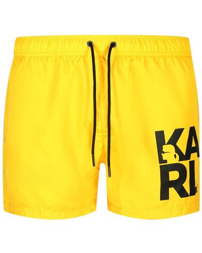 Karl Lagerfeld Block Logo Yellow Swim Shorts