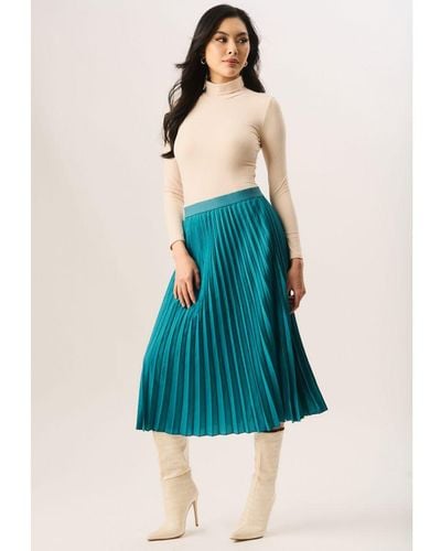 Gini London Pleated Midi Skirt - Blue