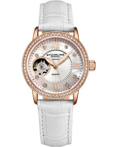 Stuhrling White And Rose Gold Legacy Automatic 34mm