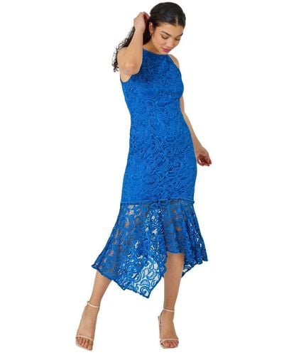 D.u.s.k Sleeveless Stretch Lace Midi Dress - Blue