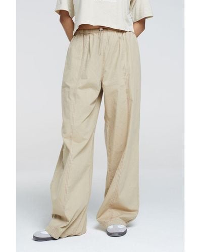 Brave Soul 'Libby' Cotton Adjustable Elasticated Waist Trousers - Natural