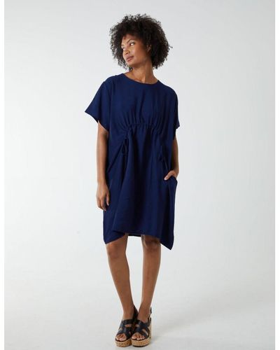 Blue Vanilla Cocoon Dress With Side Pockets - Blue
