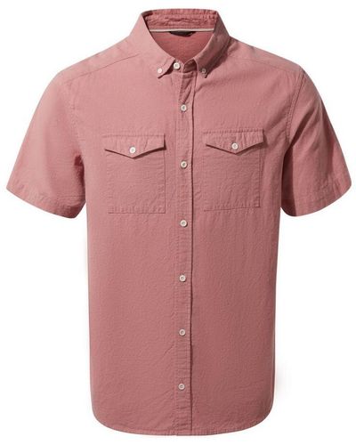 Craghoppers Kiwi Linnen Korte Mouwen Shirt (licht Radicchio) - Roze