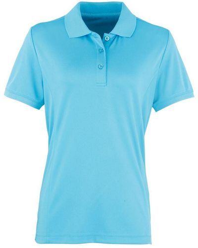 PREMIER Coolchecker Korte Mouw Pique Polo T-shirt (turquoise) - Blauw