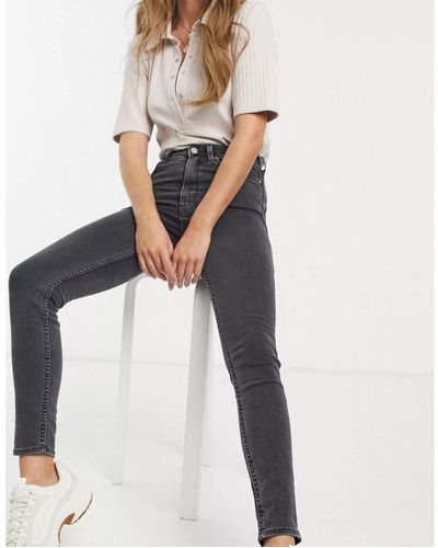 Weekday Body High Waist Super Skinny Jeans With Cotton In Black - White