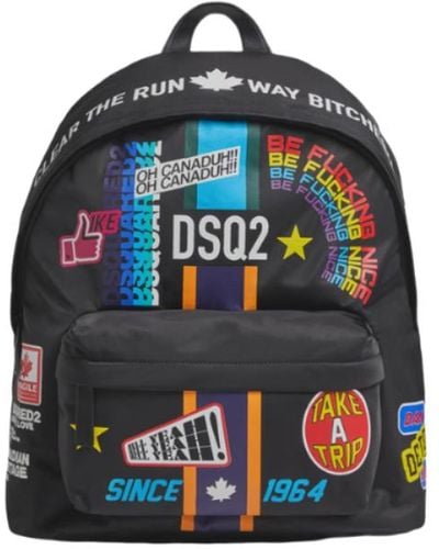 DSquared² Traveller Patch Backpack In Black - Blue