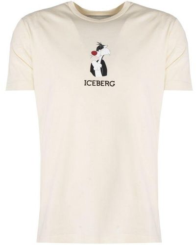 Iceberg T-shirt Sylvester Mannen Beige - Wit