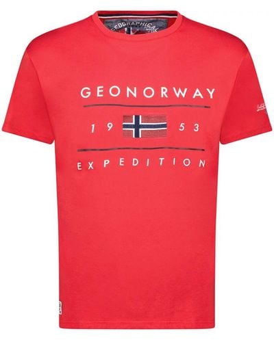 GEOGRAPHICAL NORWAY T-shirt Met Korte Mouwen Sy1355hgn - Rood