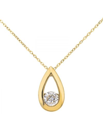 DIAMANT L'ÉTERNEL 9ct Geelgouden Derde Karaat Diamanten Druppelvormige Hanger En 18 Inch Ketting - Metallic
