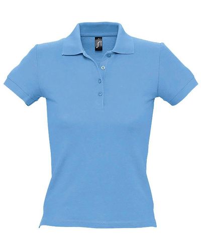 Sol's Vrouwen/ Mensen Pique Korte Mouw Katoenen Poloshirt (hemelsblauw)