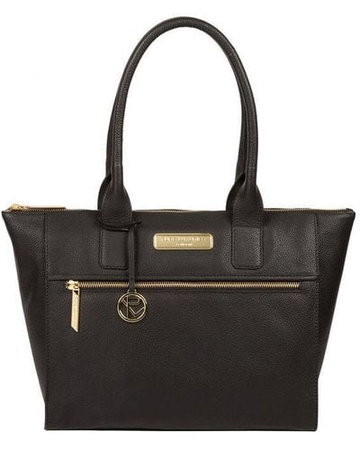 Pure Luxuries 'Faye' Leather Tote Bag - Black