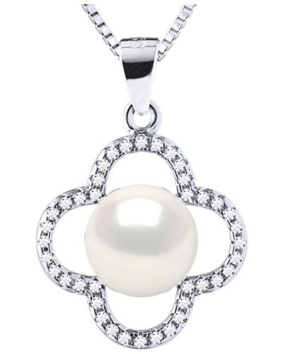 Diadema Clover Ketting Freshwater Pearl White 9-10 Mm 925 - Wit