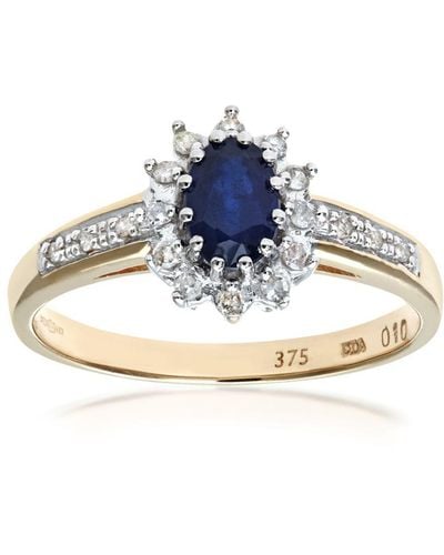 DIAMANT L'ÉTERNEL 9ct Geelgouden Diamanten Ring - Blauw