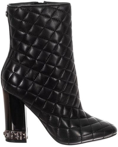 Guess Womenss Round Toe Padded Finish Flat Ankle Boots Fllde3Lea10 - Black