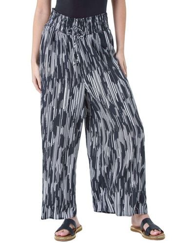 D.u.s.k Abstract Stretch Shirrred Wide Leg Trousers - Blue