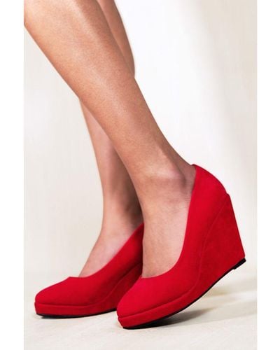 Where's That From Luisa Platform Wedge Heel Court Shoes - Red