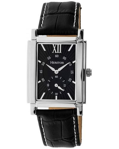 Heritor Frederick Leather-Band Watch - Black